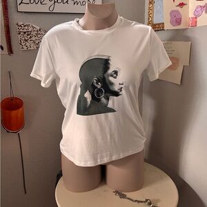Graphic White Tee with Black Portrait Print